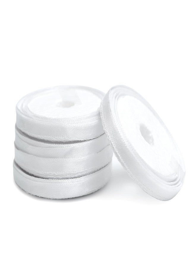 EmbroideryMaterial White Satin Ribbon Roll for Sewing, Craft, Gift Wrapping, Decorations, DIY & Return Gift Packing - 5 Rolls, 50 Metres Total, 7MM Width - Image 1